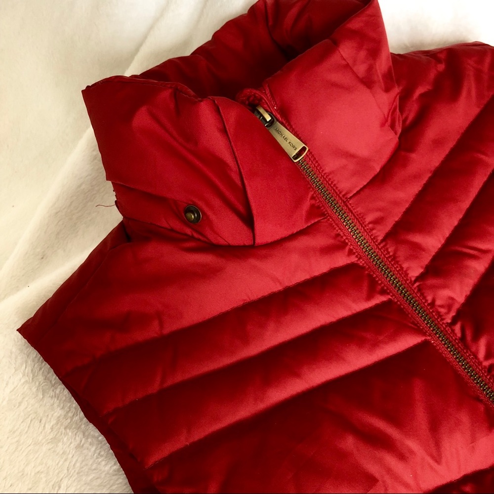 Michael Kors Deep Red Winter Puffy Vest Size Small